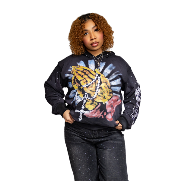 Prayer Hands Rhinestone Hoodie
