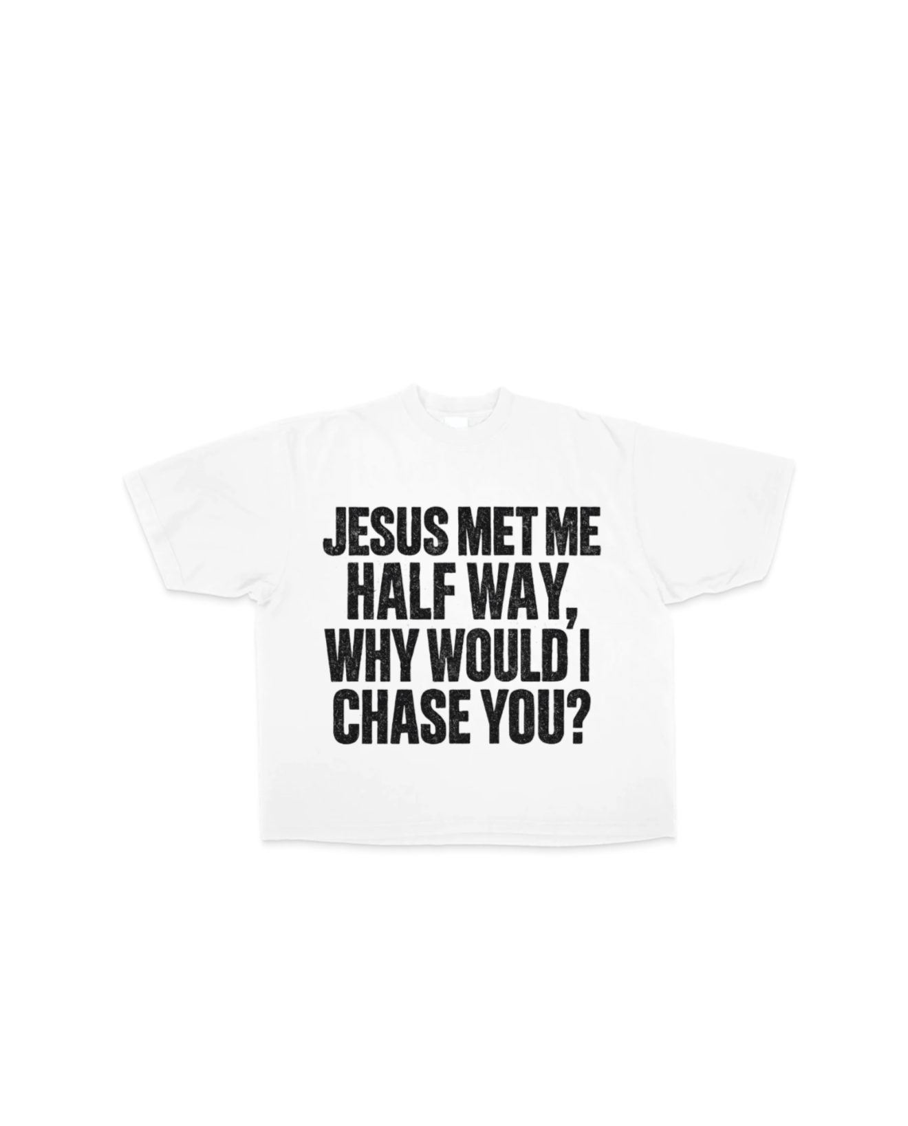Jesus Met Me Halfway Oversized Tee (WHITE)