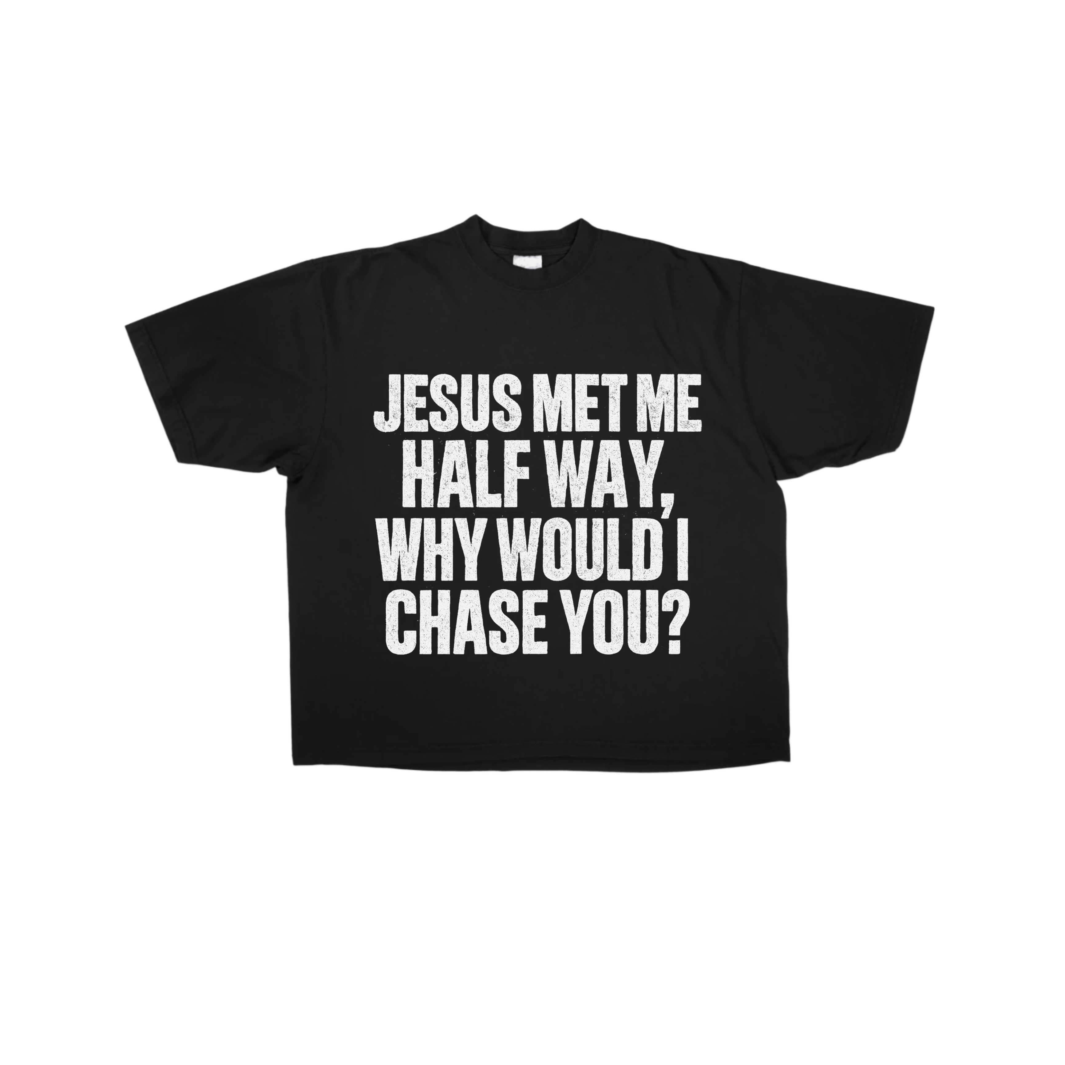 Jesus Met Me Halfway Oversized Tee (BLACK)